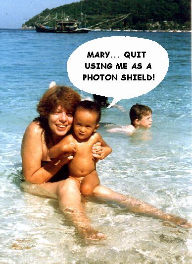 Mary uses Ahau as Sunblock ~ pic by Mike Maguire