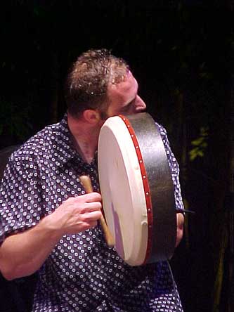 Martin listens to his bodhran